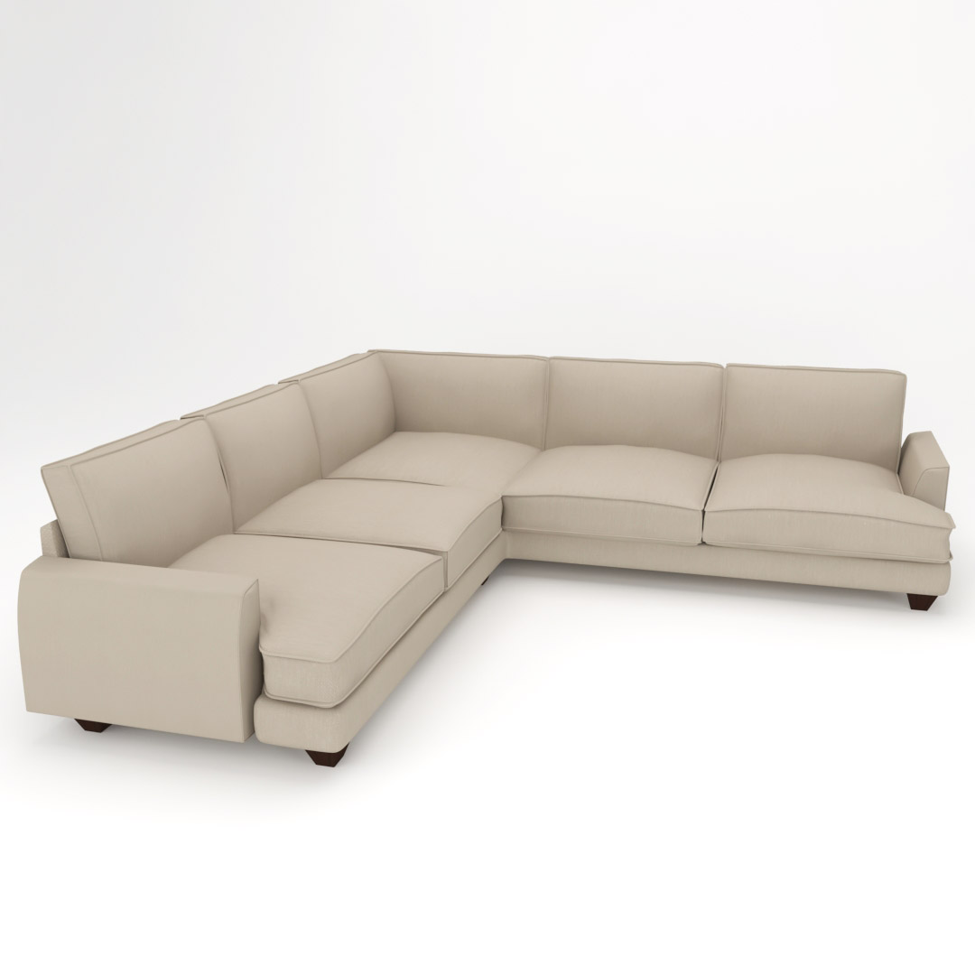 5 Seater LHS Sectional Corner Sofa In Frosty White