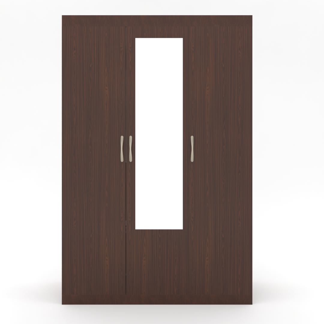 3 Door Wardrobes ( In Classic Planked Walnut Brown Finish)