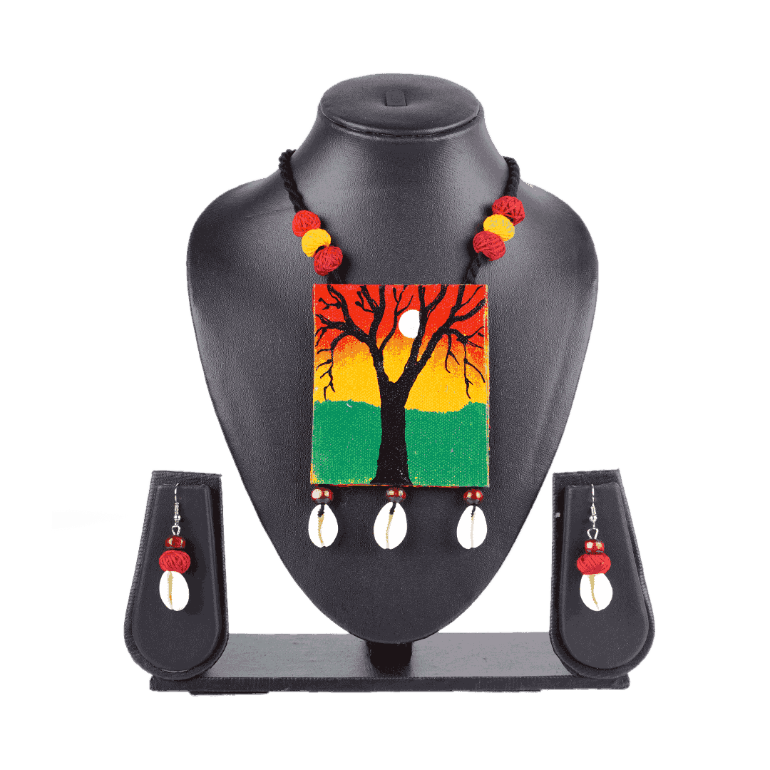 Madhubani Scenery Ceramic Pendant