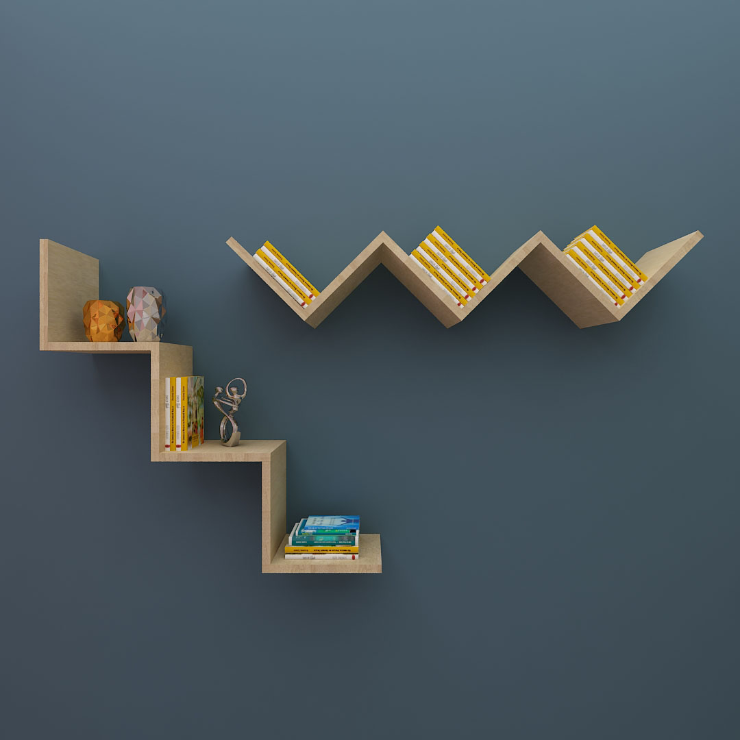 W Shape Wall Mount Book Shelf