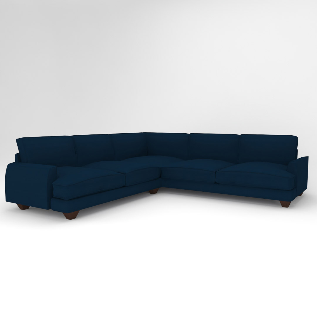 5 Seater LHS Sectional Corner Sofa in Blue Color