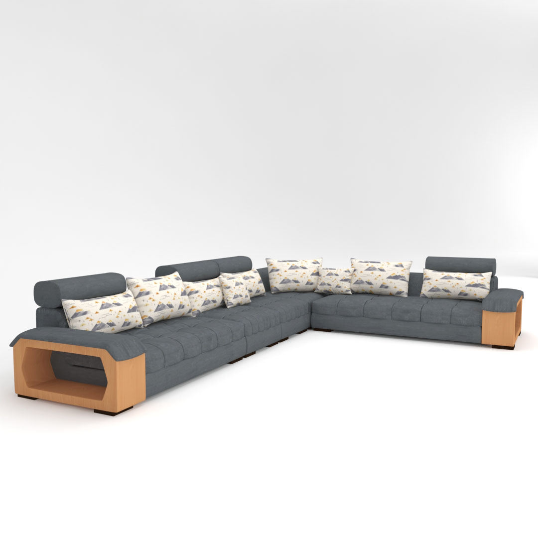 7 Seater L Shape Sofa in Graphite Grey 