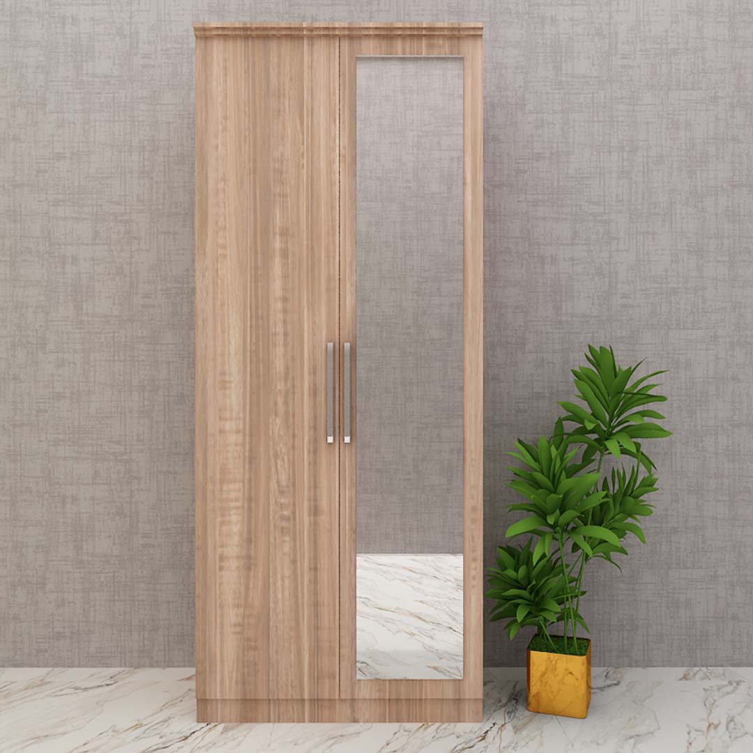 Stylish wooden Wardrobe with Mirror (In English Oak Dark)