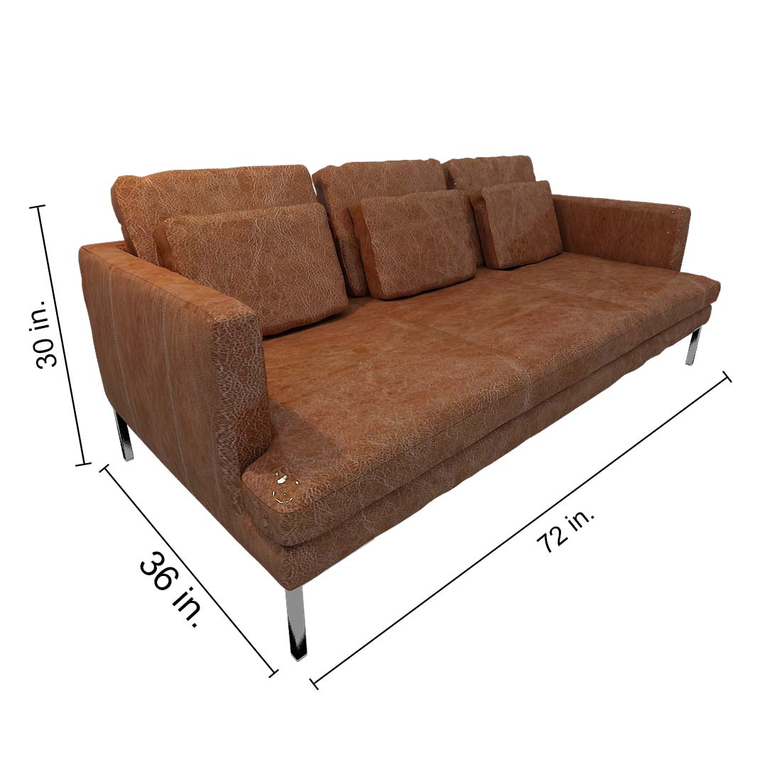 Vintage 3 Seater Sofa In Leather Finish