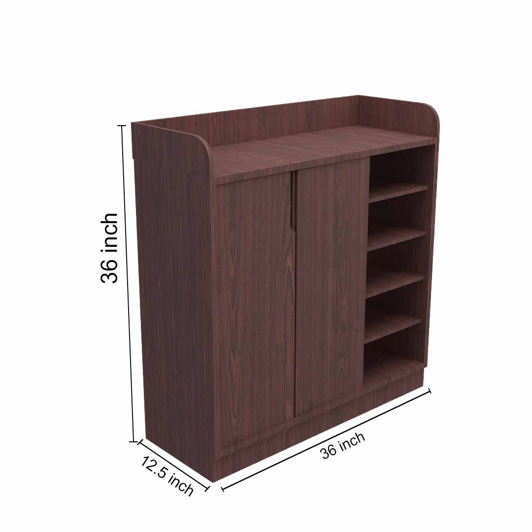 Shoe Cabinet with open shelf In Rose Wood