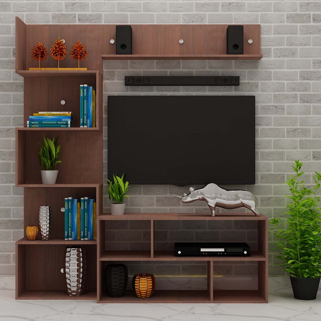 Wooden Modern Tv Unit With Storage (In Walnut)