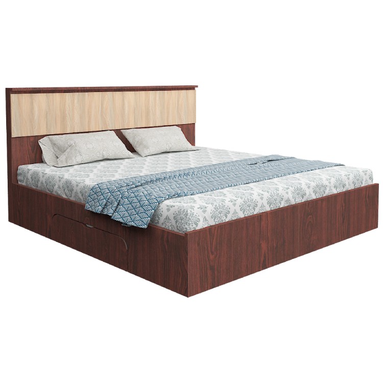 Modern Queen Size Bed With Storage In Rose Wood 