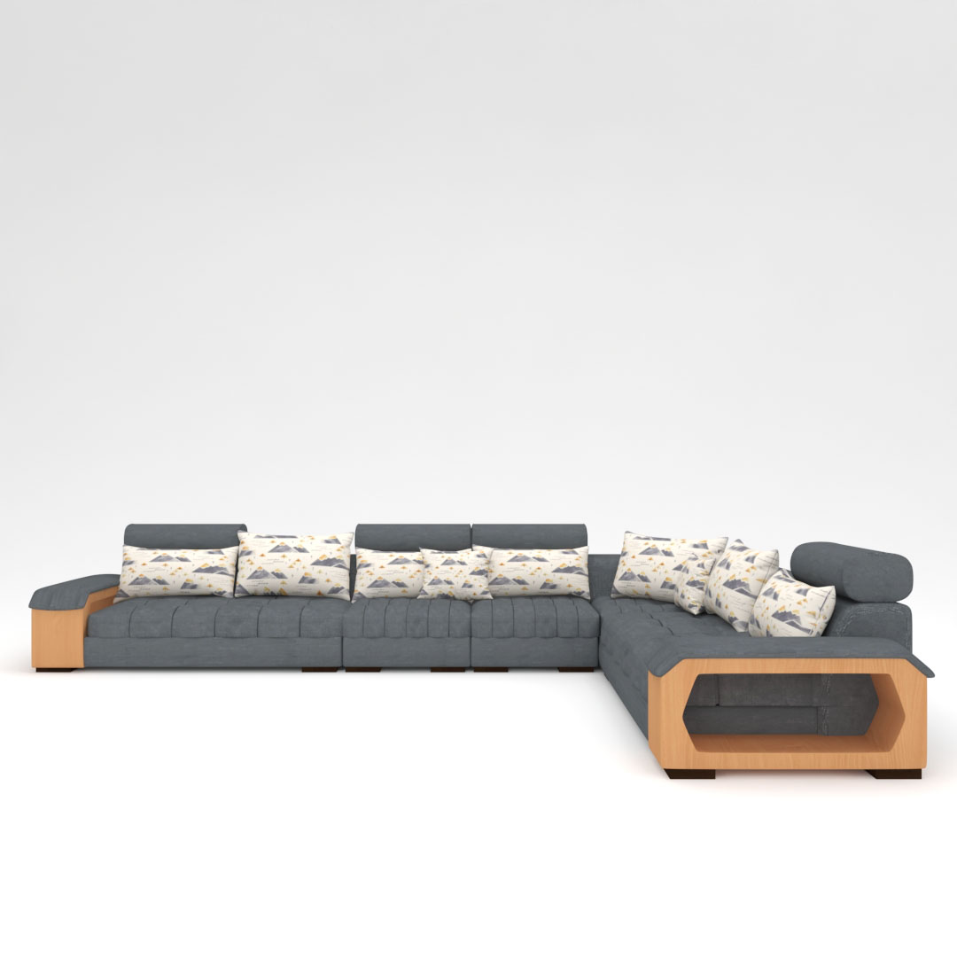 7 Seater L Shape Sofa in Graphite Grey 