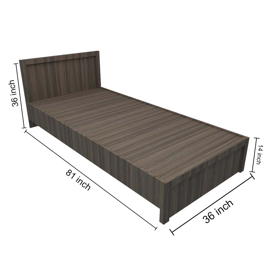 Non Storage Engineered Wood Single Bed with (Rolex Dark Finish)