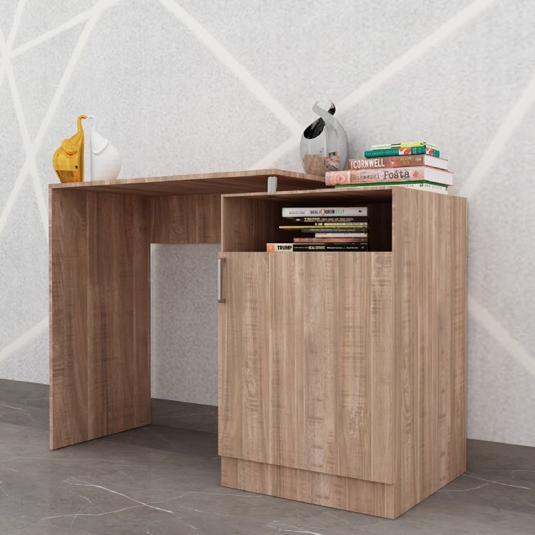 Ebansal Wood Workstation Study Table For Office/Home In English Oak Dark