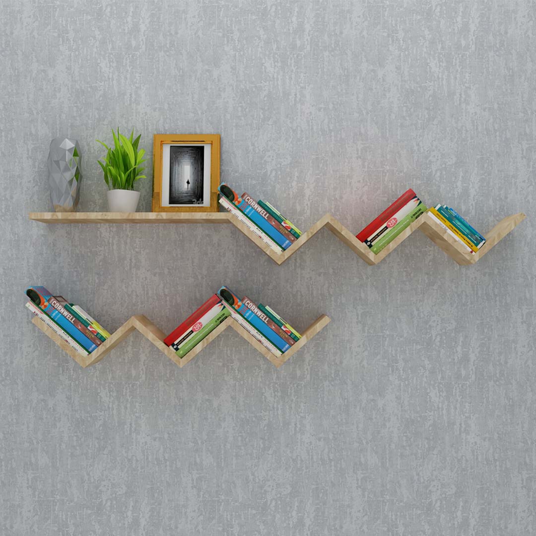 Fashionable Creative Hanging Bookshelf (In Sape Walnut Light)