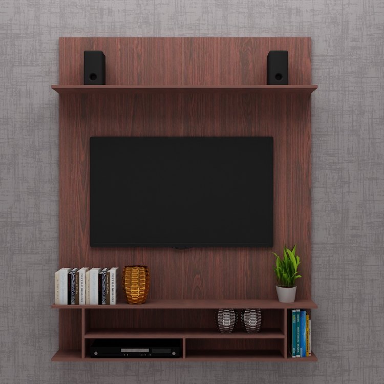 Simple Modern Tv Unit with Open Shelf (In Rose Wood)