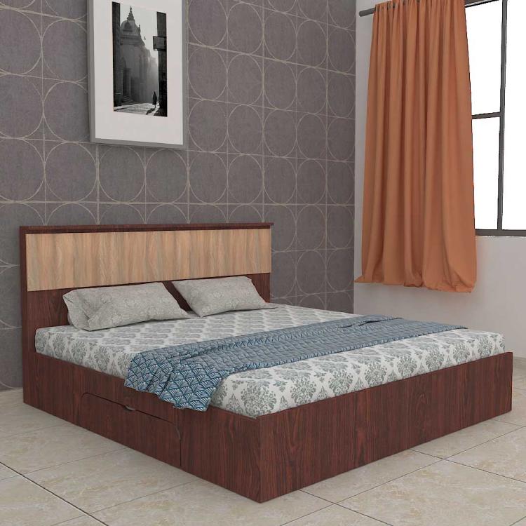 Modern King Size Bed With Storage In Rose Wood