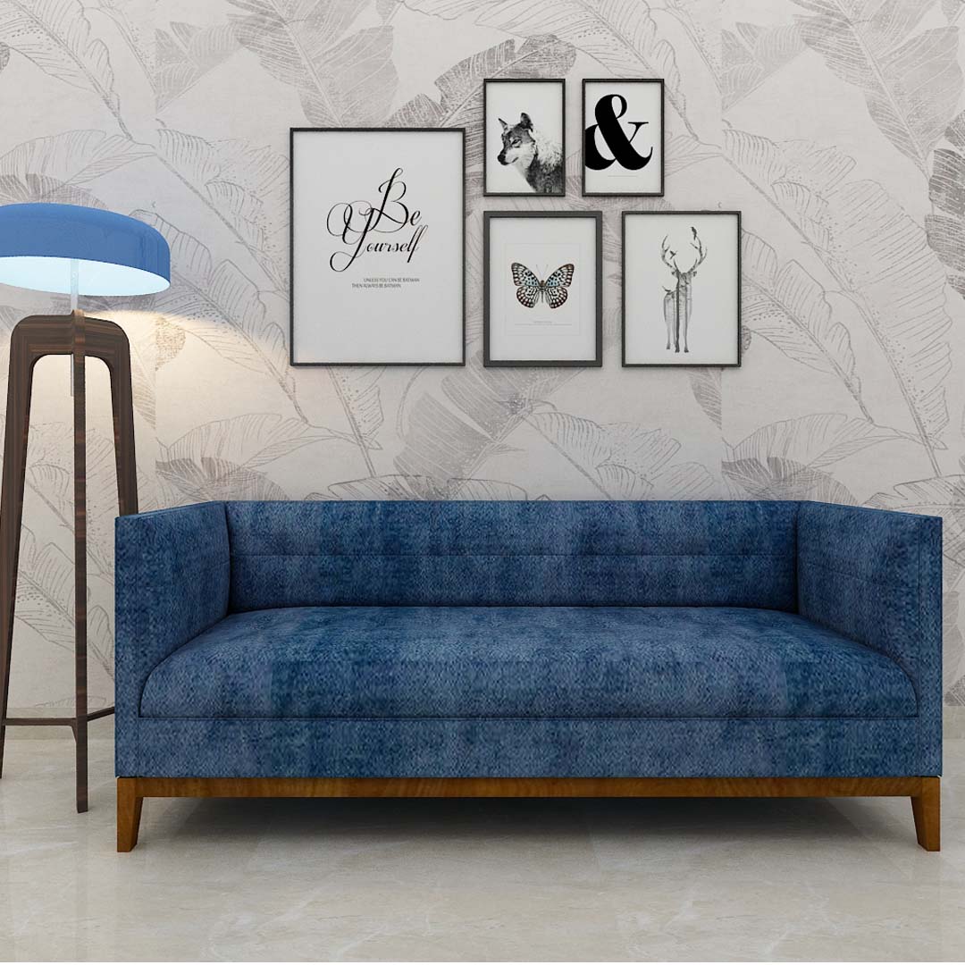 Classic 3 Seater Sofa In Blue Colour