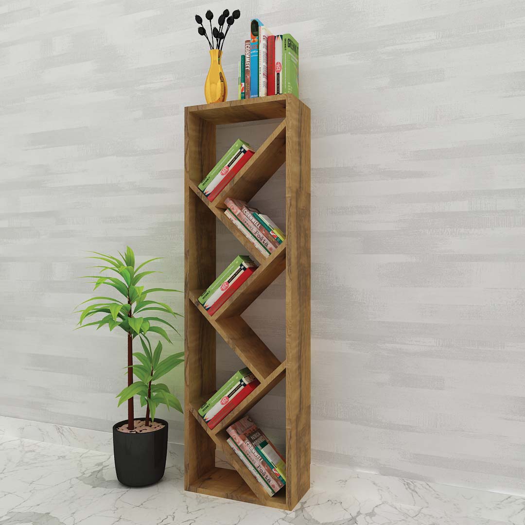 ZigZag Modern Bookcase (In Coach Wood Cream)