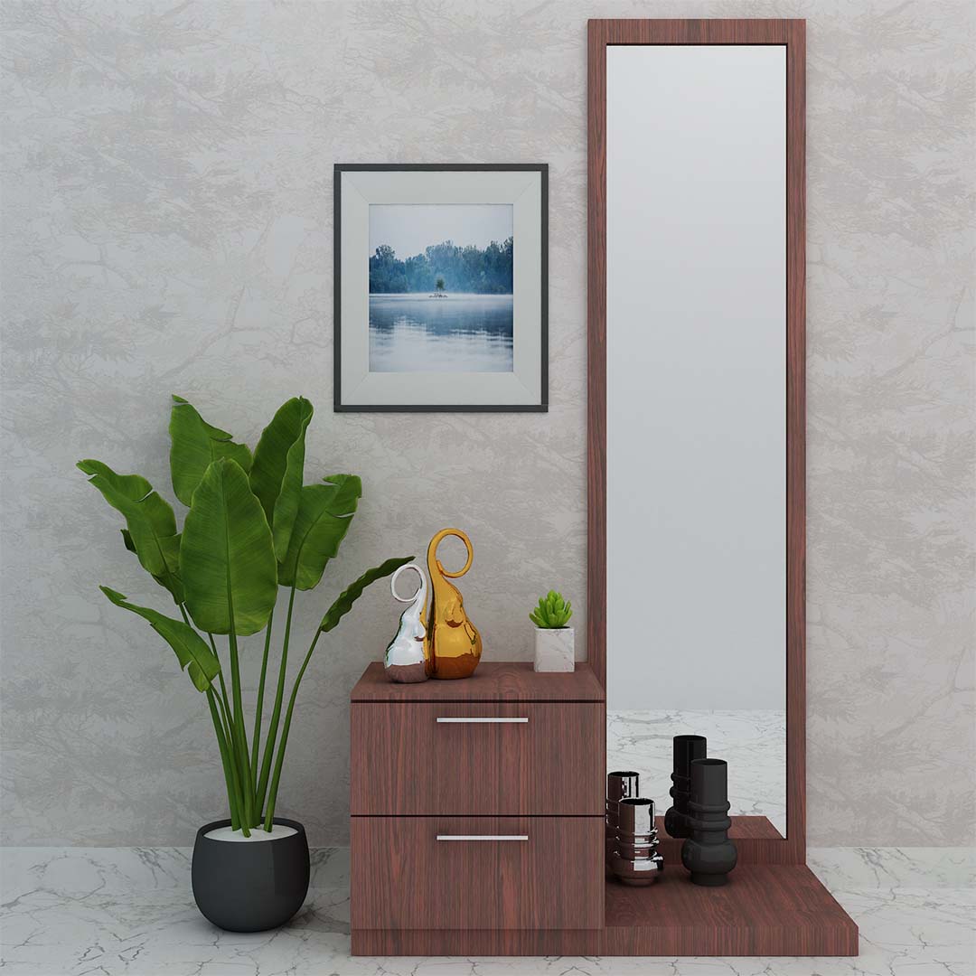 Full Length Mirror Dressing Unit In Rose Wood