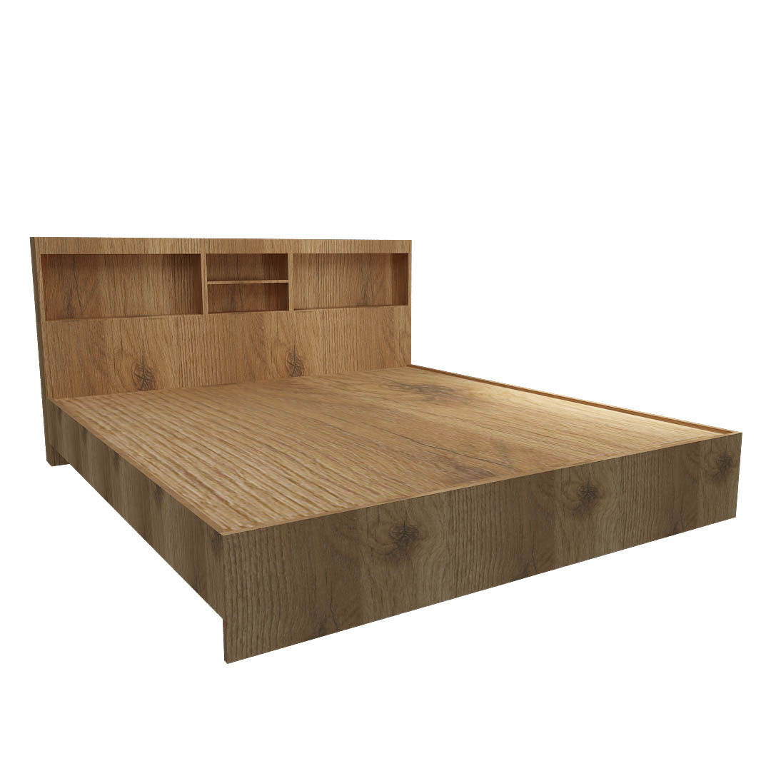 Queen Size Bed with Headboard Storage In matchwell Finish
