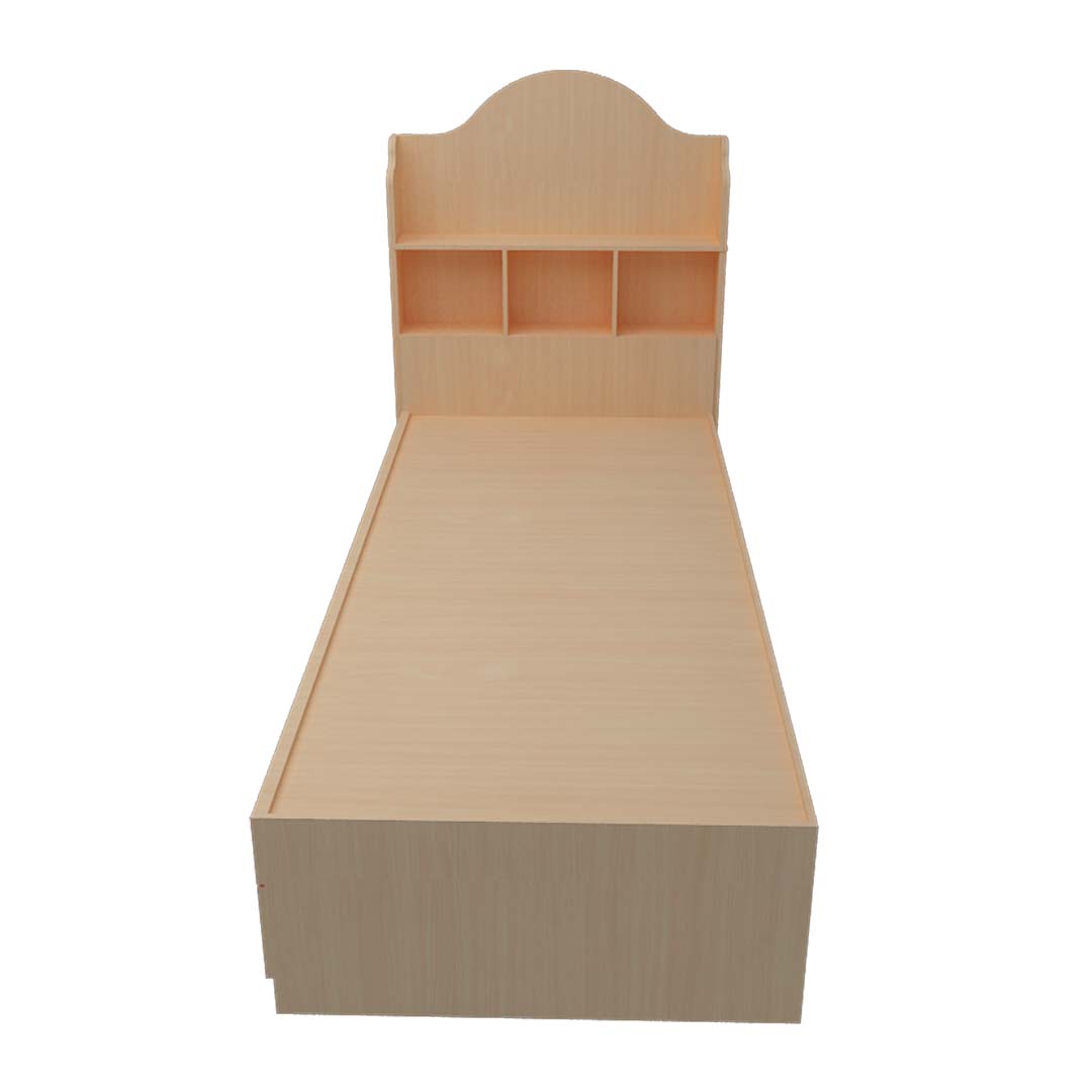 Headboard Storage Engineered Wood Single Bed with Drawers (B.Beech Finish)