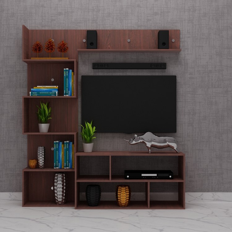Wooden Modern Tv Unit With Storage (In Rose Wood)