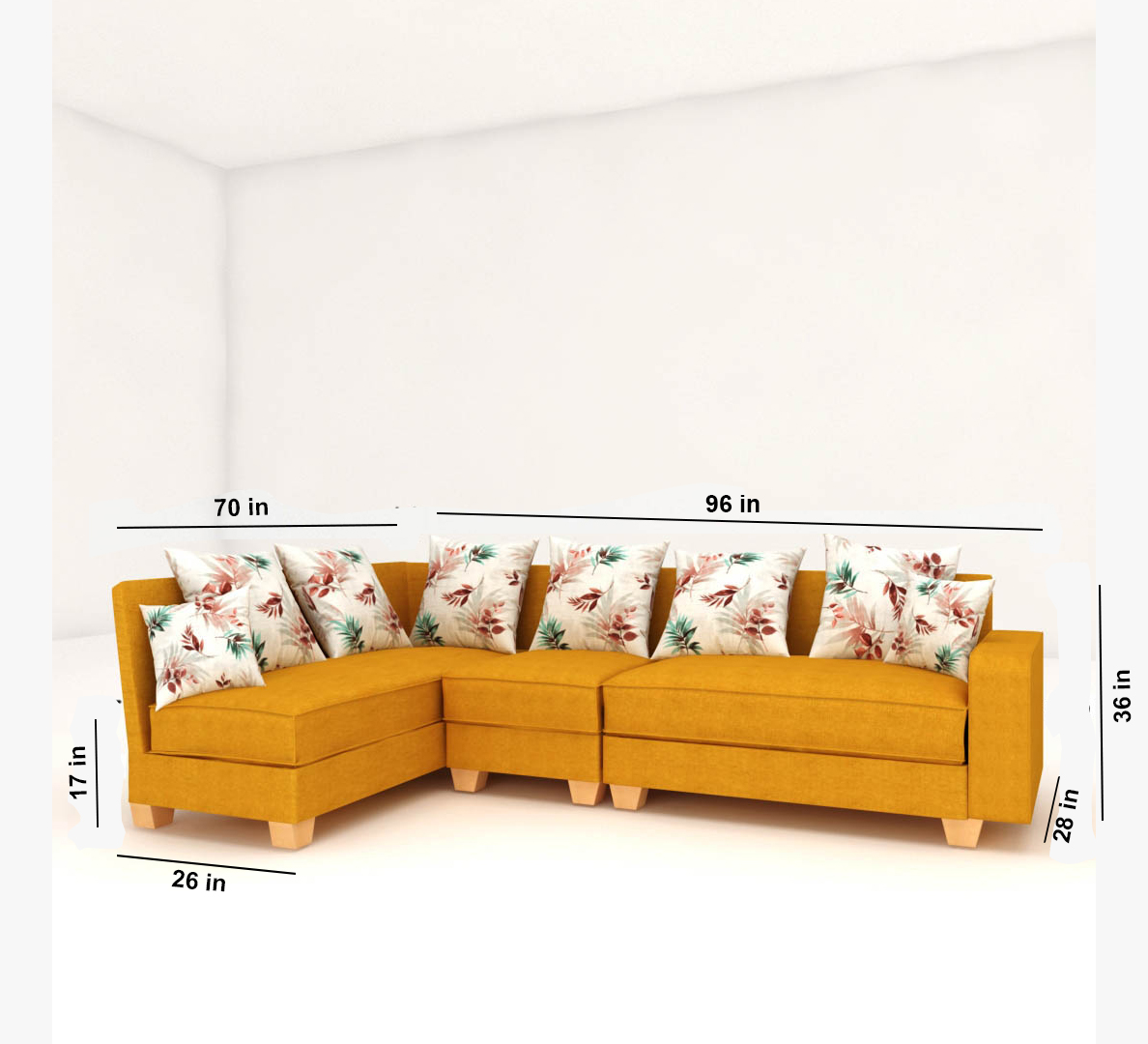 5 Seater RHS Sectional  Corner Sofa in Light Gold Color