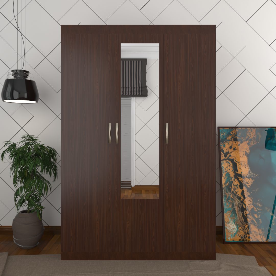 3 Door Wardrobes ( In Classic Planked Walnut Brown Finish)