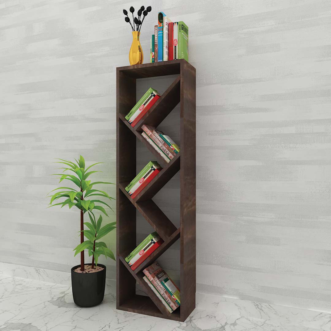 ZigZag Modern Bookcase (In Pine Wood Dark)