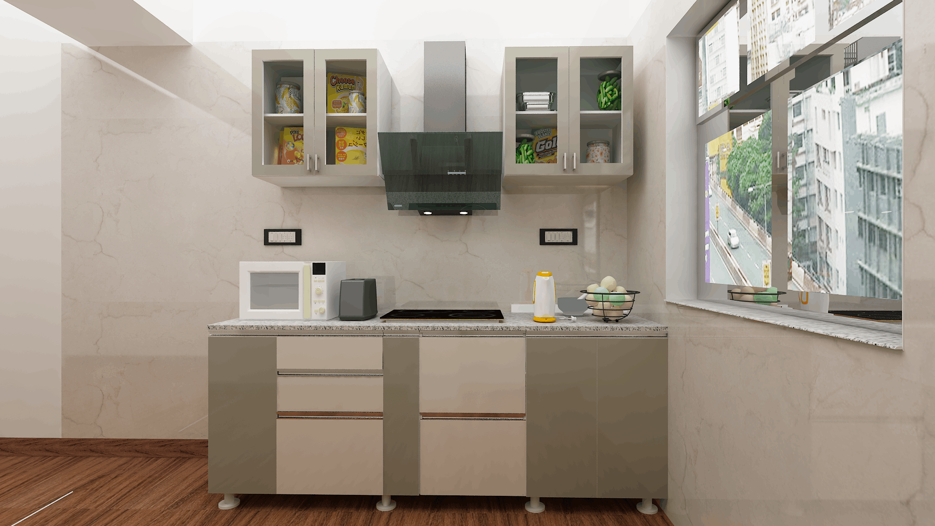 Modular Kitchen in Moon Grey Finish