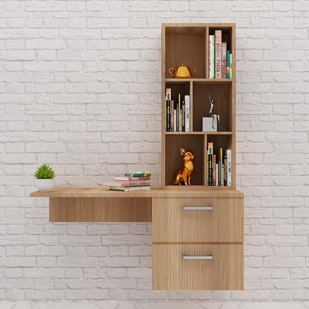 Hanging modern study table with open book case In Matchwell