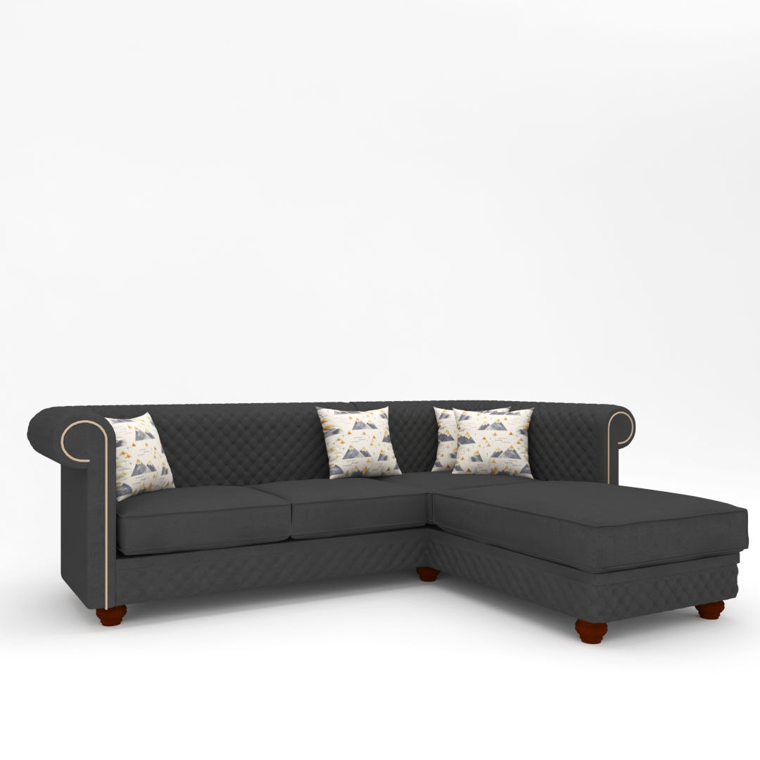 3 Seater LHS Sectional Sofa in Grey color