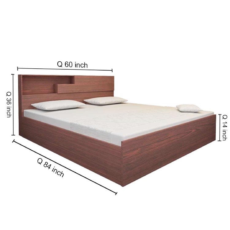Queen Size Bed with Storage In Rose Wood