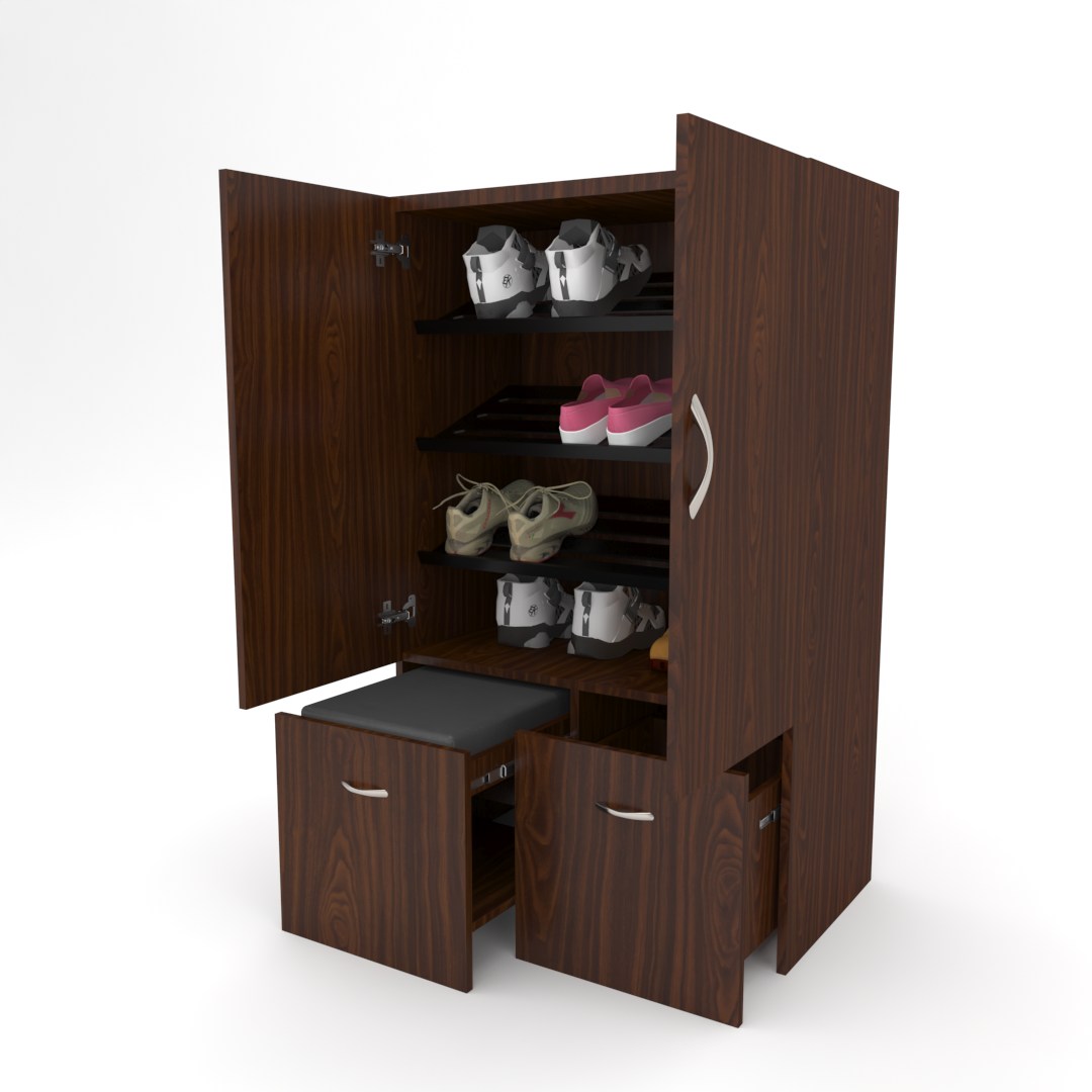 Shoe Cabinet with Drawer (In Cairo Walnut Finish)