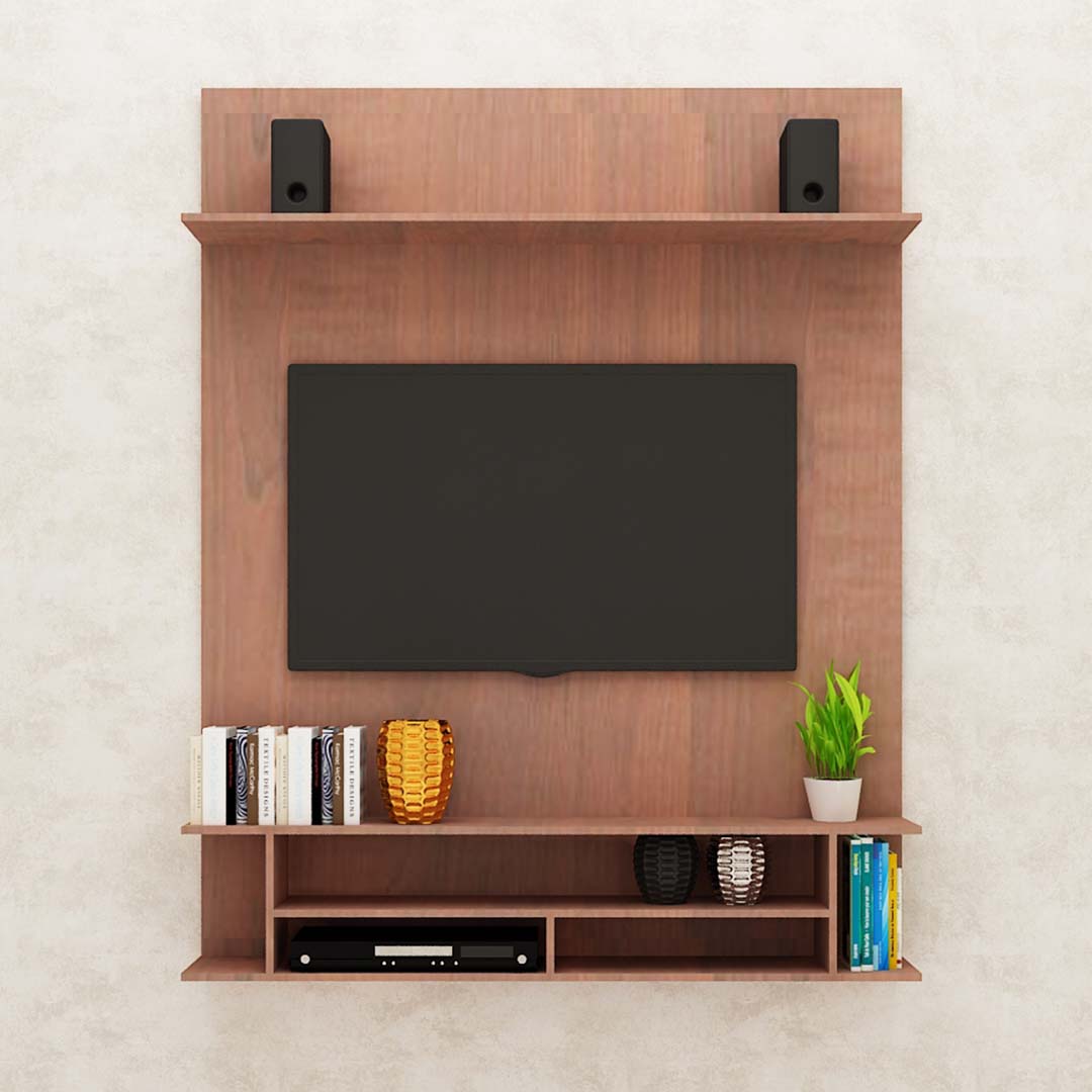 Simple Modern Tv Unit with Open Shelf (In Walnut)