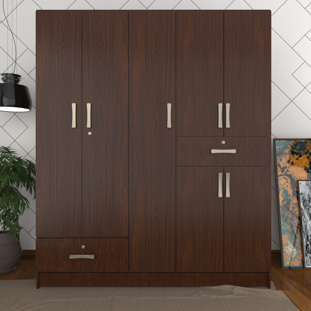 5 Door wardrobe (In Classic Walnut Finish)