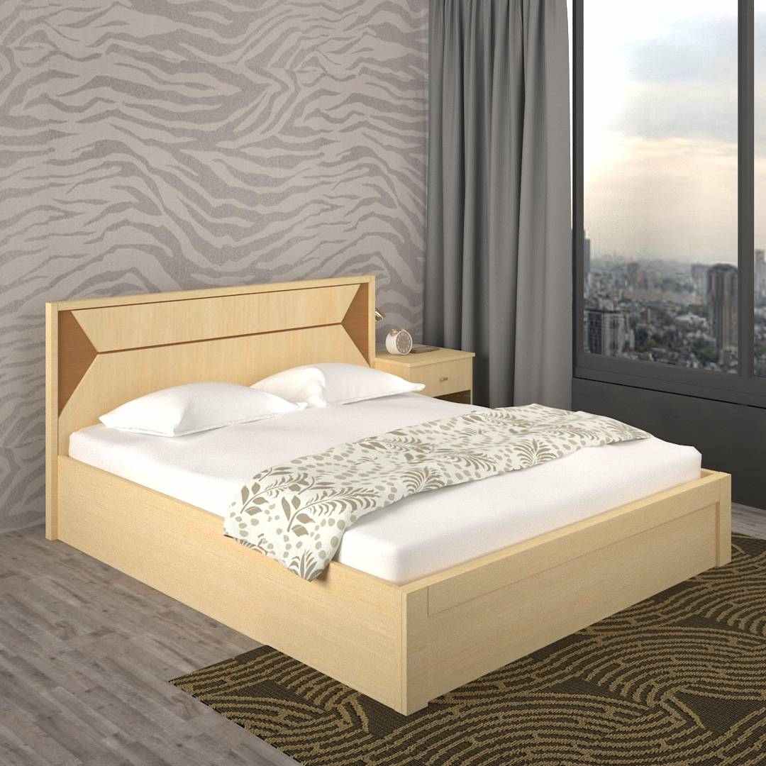 King Size Bed with Storage In Fusion Maple