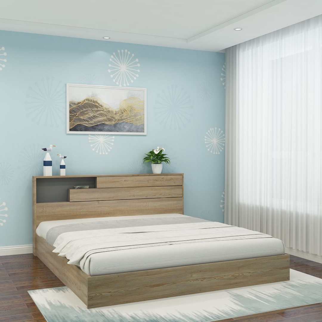 King Size Bed with Storage In Bavarian Beech
