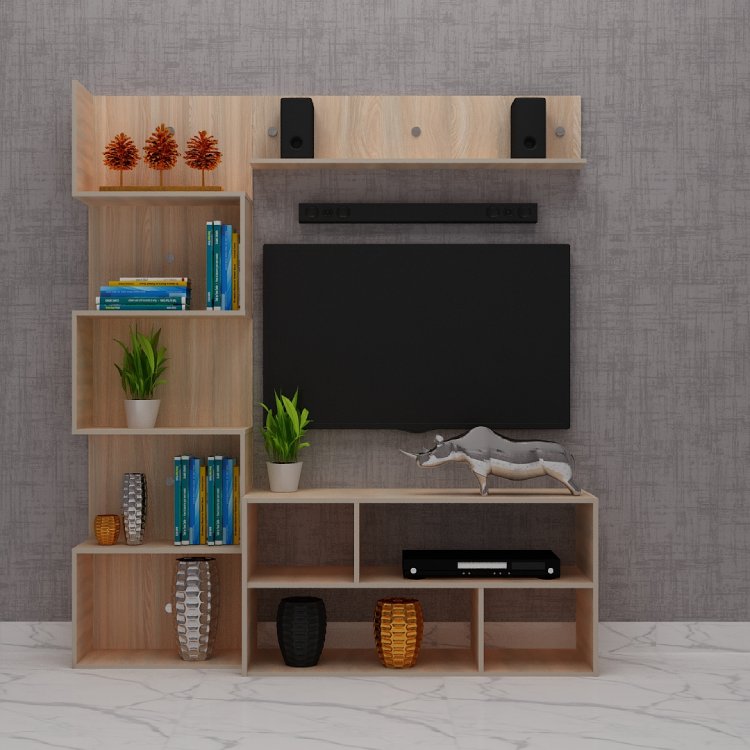 Wooden Modern Tv Unit With Storage (In Rolex Light)