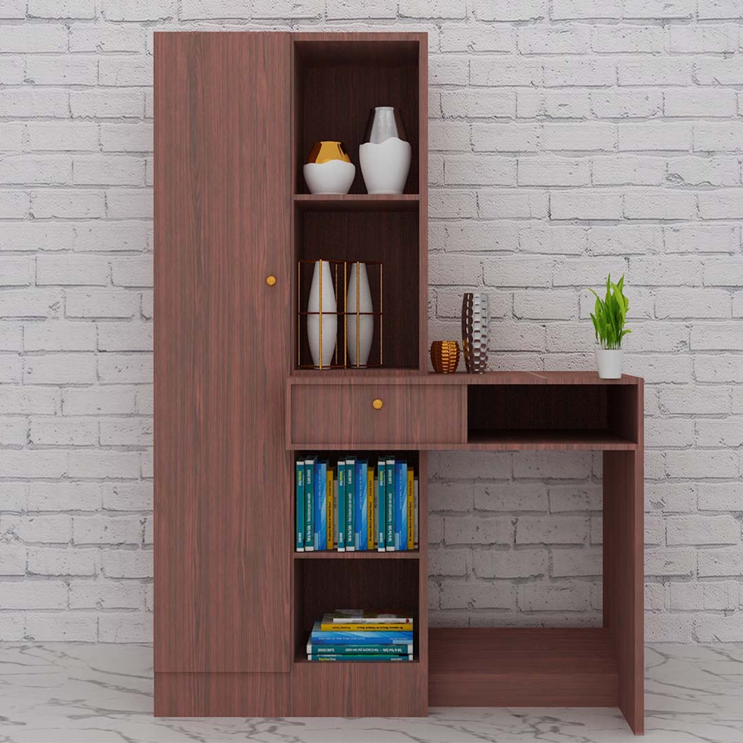 Wooden Office Study Table With Cupboard In Rose Wood