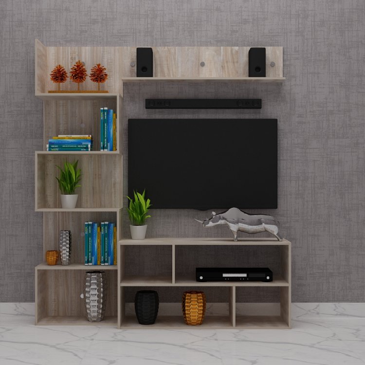 Wooden Modern Tv Unit With Storage (In English Oak Light)