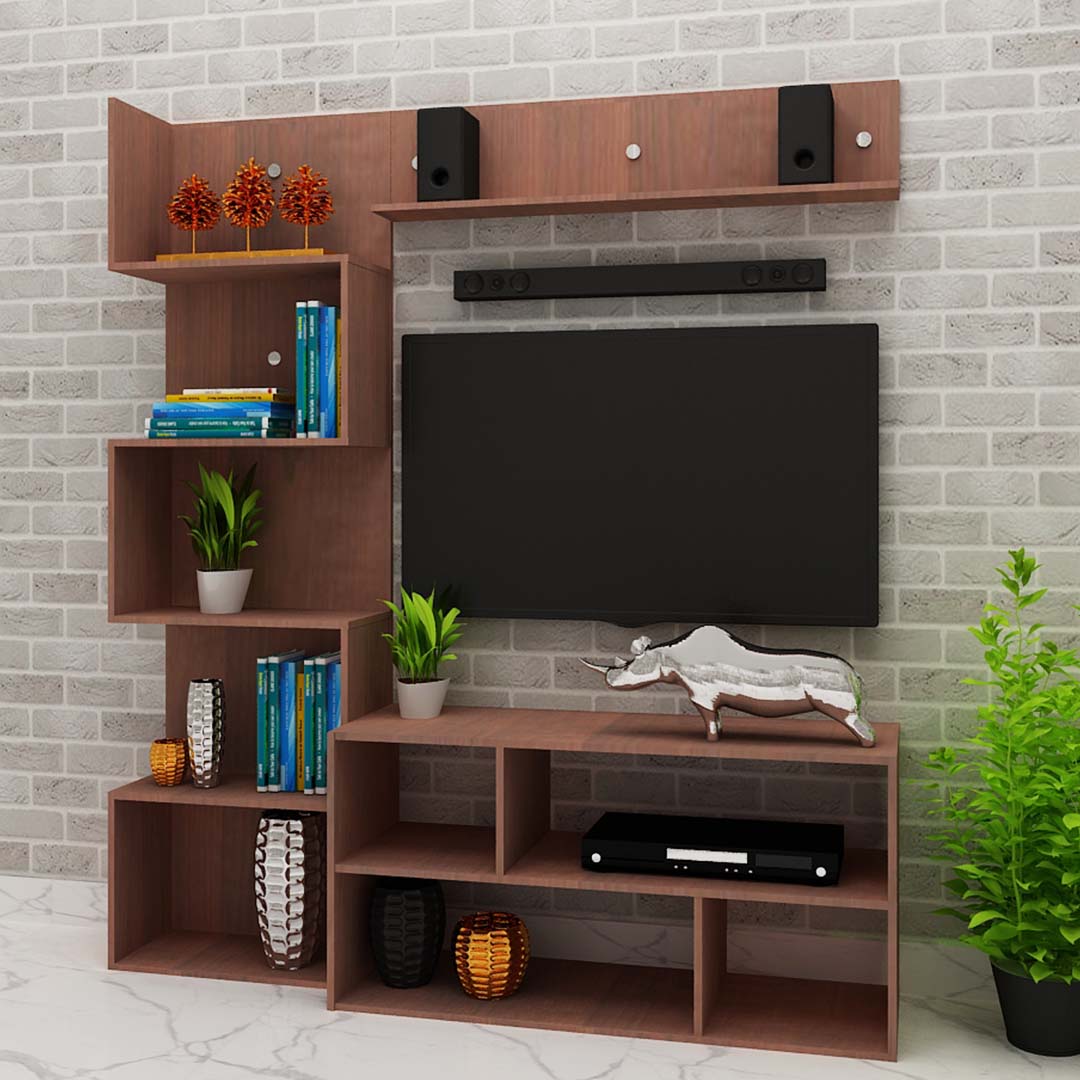 Wooden Modern Tv Unit With Storage (In Walnut)