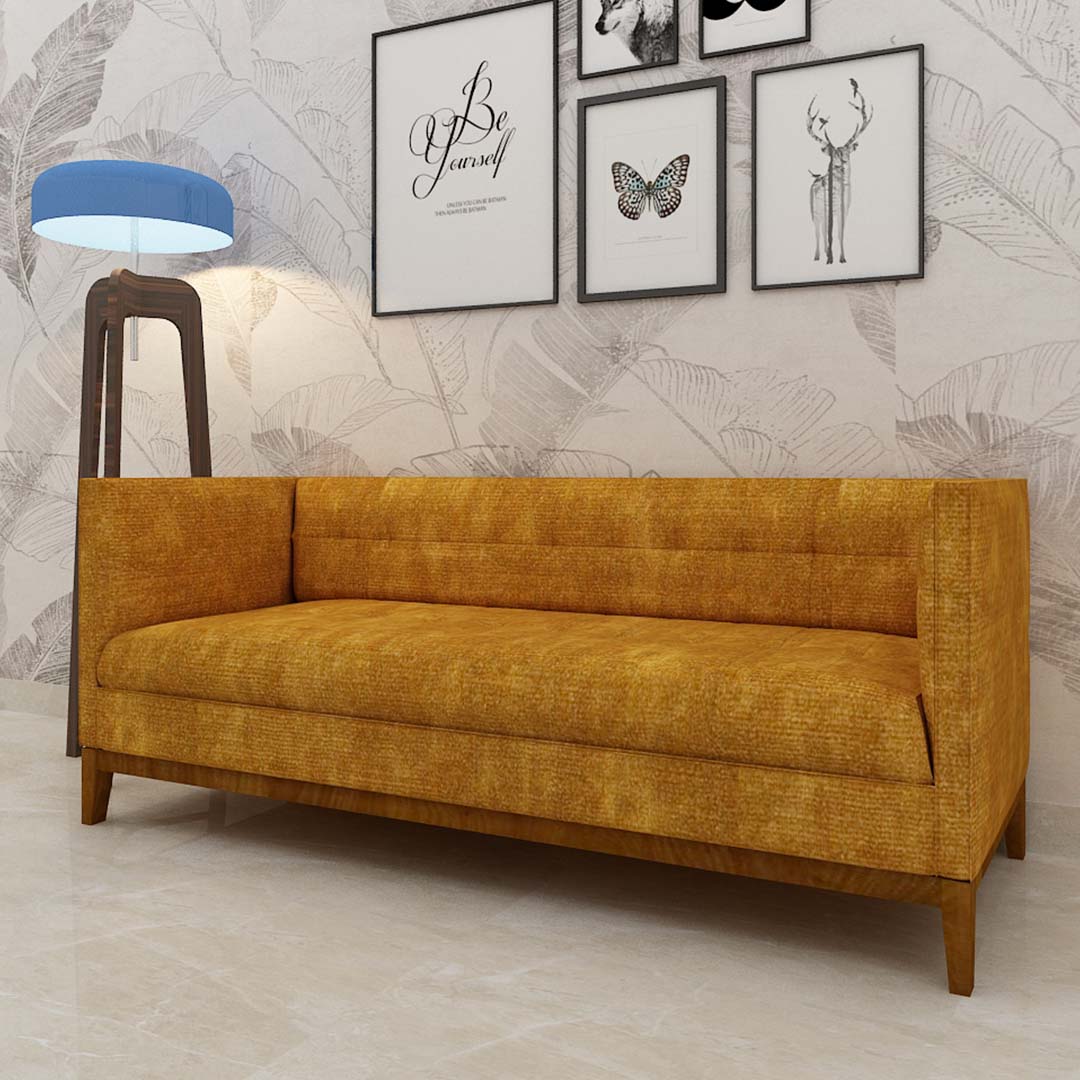 Classic 3 Seater Sofa In Dark Yellow Colour