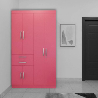 4 Door Wardrobe (In Shocking Pink)